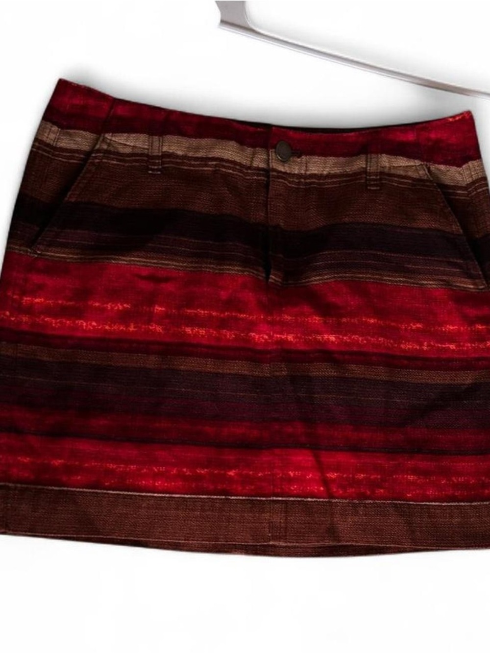 Red and Brown Striped Mini Skirt, Size 0